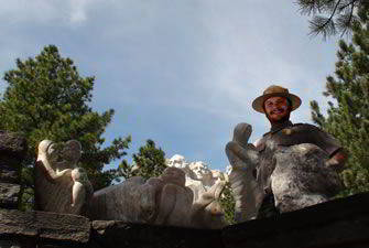 Dustin Baker with pieces created at Mount Rushmore